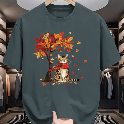 Cat Love Shirt, Funny Cat Lover Gift UnisexT-Shirt/Hoodie/Sweatshirt HLT00 - Cat Leaf Fall Tree Hello Autumn Thanksgiving It_s Fall Y_all T-Shirt