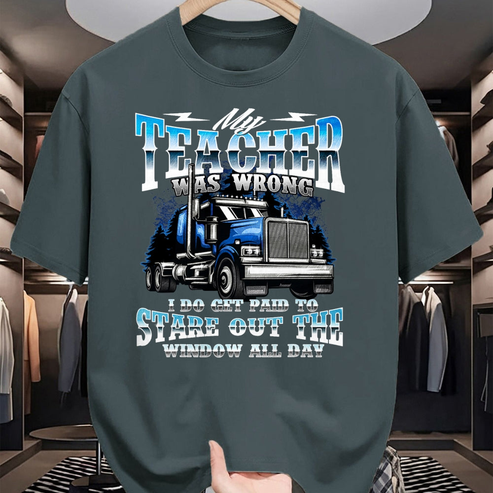 Best Truck Driver Life Shirt, Funny Trucker UnisexT-Shirt/Hoodie/Sweatshirt HLT00 - I Do Get Paid to Stare Out The Window - Trucker Truck Driver T-Shirt