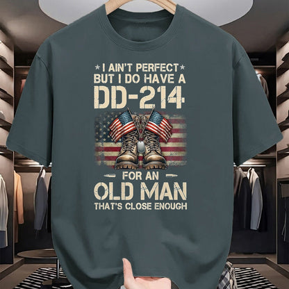 Proud Veteran Shirt, Funny Veteran UnisexT-Shirt/Hoodie/Sweatshirt HLT00 - I Ain_t Perfect But I Have A DD-214 for an Old Man Veteran T-Shirt, Men, Black, 3X-Large