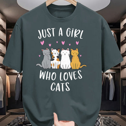 Cat Love Shirt, Funny Cat Lover Gift UnisexT-Shirt/Hoodie/Sweatshirt HLT00 - Just A Girl Who Loves Cats Cute Cat Lover T-Shirt Small (1)