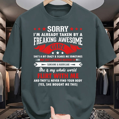 Best Wife Shirt, Wife and Husband Unisex T-Shirt/Hoodie/Sweatshirt HLT00 - Mens Sorry I'm Already Taken By Freaking Awesome Girl Funny T-Shirt