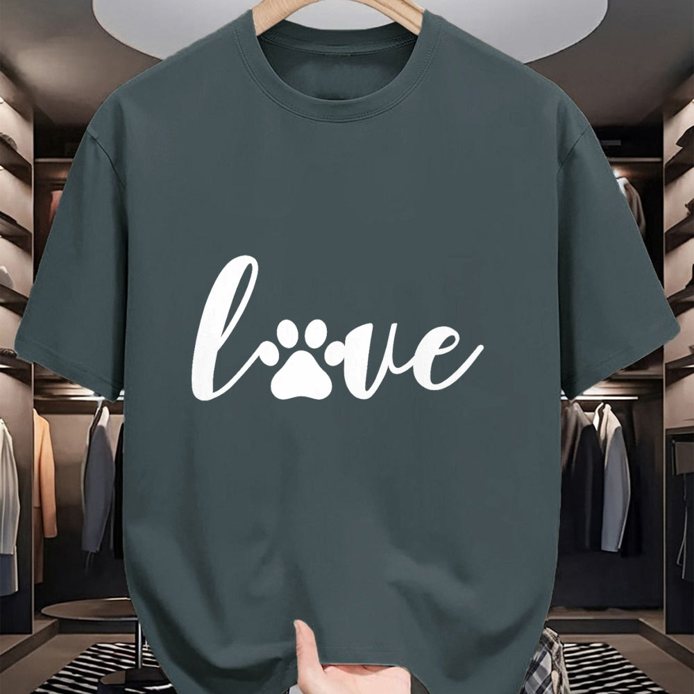 Dog Love Shirt, Dog Lover Gift T-Shirt/Hoodie/Sweatshirt HLT00 - Paw Print Love Heart Funny Cool Dog Cat Mom Pet Animal Lover T-Shirt