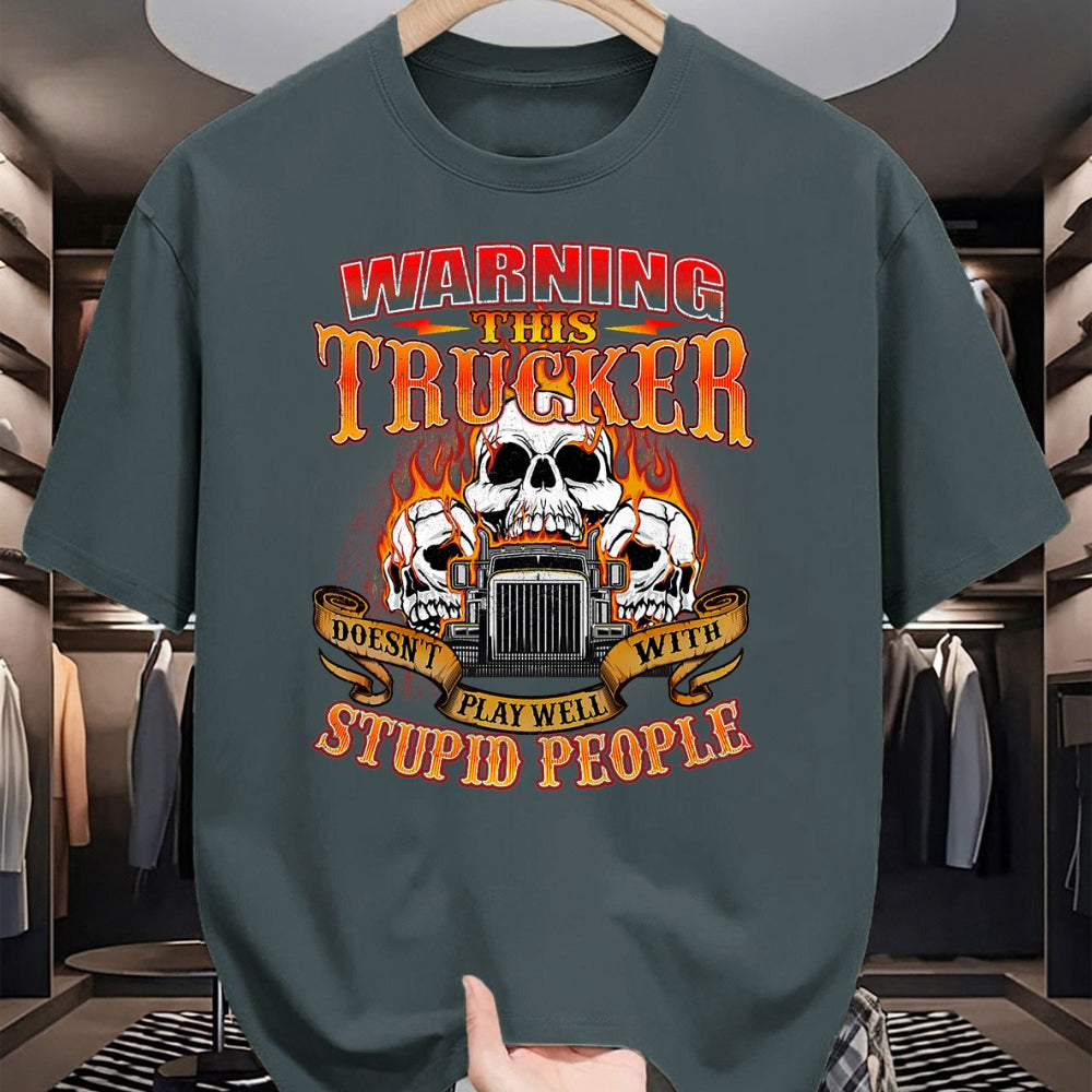 Best Truck Driver Life Shirt, Funny Trucker UnisexT-Shirt/Hoodie/Sweatshirt HLT00 - This Trucker Doesn't Play Well - Semi Truck Driver Trucking T-Shirt