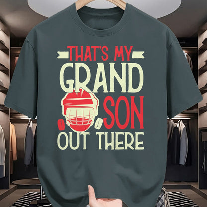Best Grandpa Shirt, Proud Grandpa Unisex T-Shirt/Hoodie/Sweatshirt HLT00 - That's My Grandson Out There Hockey For Grandma Grandpa T-Shirt