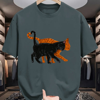 Cat Love Shirt, Funny Cat Lover Gift UnisexT-Shirt/Hoodie/Sweatshirt HLT00 - Black Cat Orange Cat Heart Tail Love T-Shirt (1)