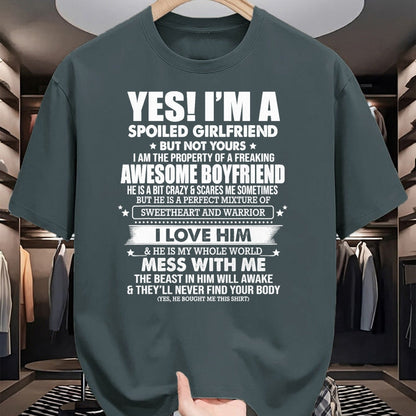Best Wife Shirt, Wife and Husband Unisex T-Shirt/Hoodie/Sweatshirt HLT00 - Yes I'm a spoiled girlfriend of a freaking awesome boyfriend T-Shirt