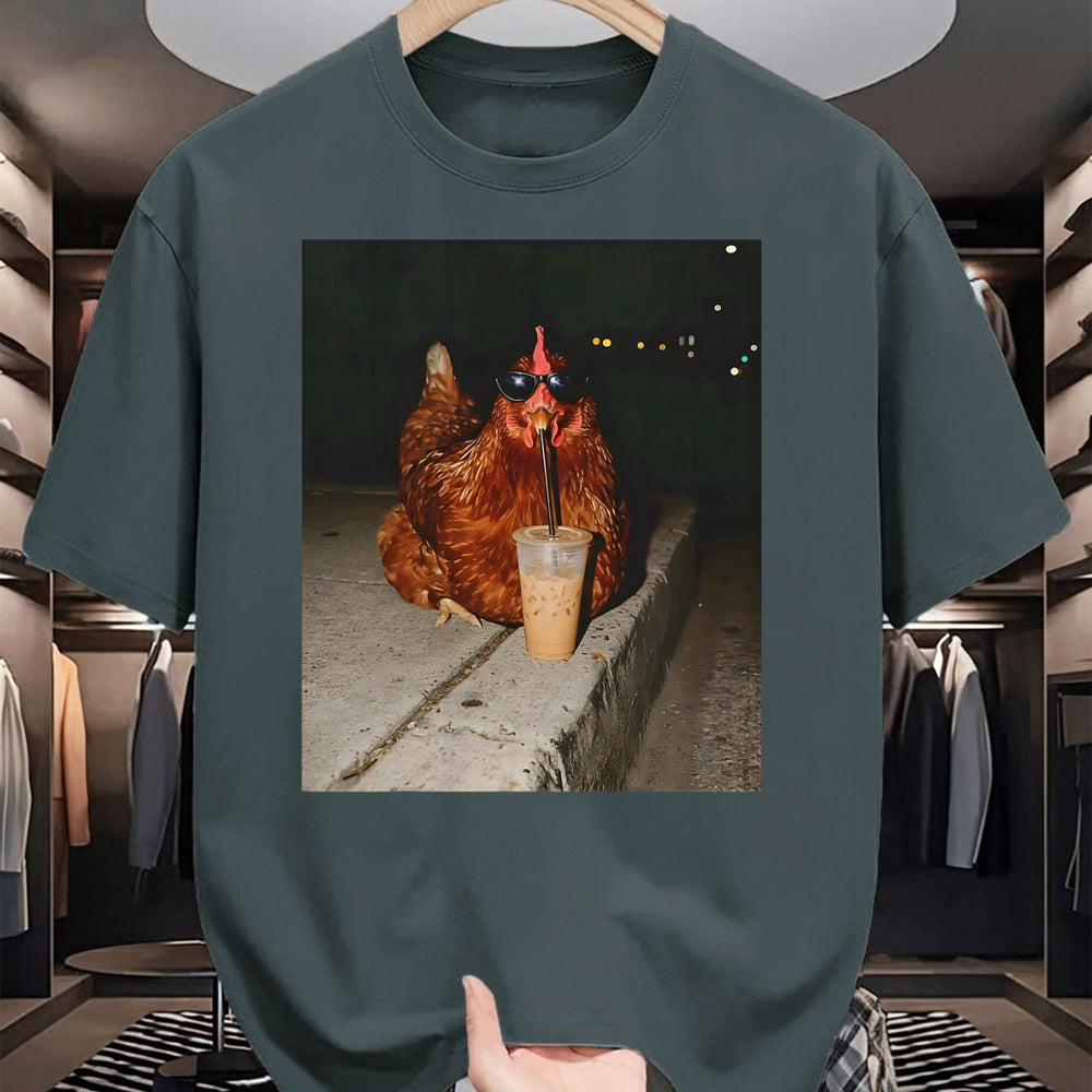 Best Farmer Life Shirt, Funny Farmer UnisexT-Shirt/Hoodie/Sweatshirt HLT00 - Chicken Drinking Iced Coffee Funny Chicken Lover Farmer T-Shirt (1)