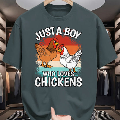 Best Farmer Life Shirt, Funny Farmer UnisexT-Shirt/Hoodie/Sweatshirt HLT00 - Just A Boy Who Loves Chickens Retro Farmer Farming Boys Kids T-Shirt