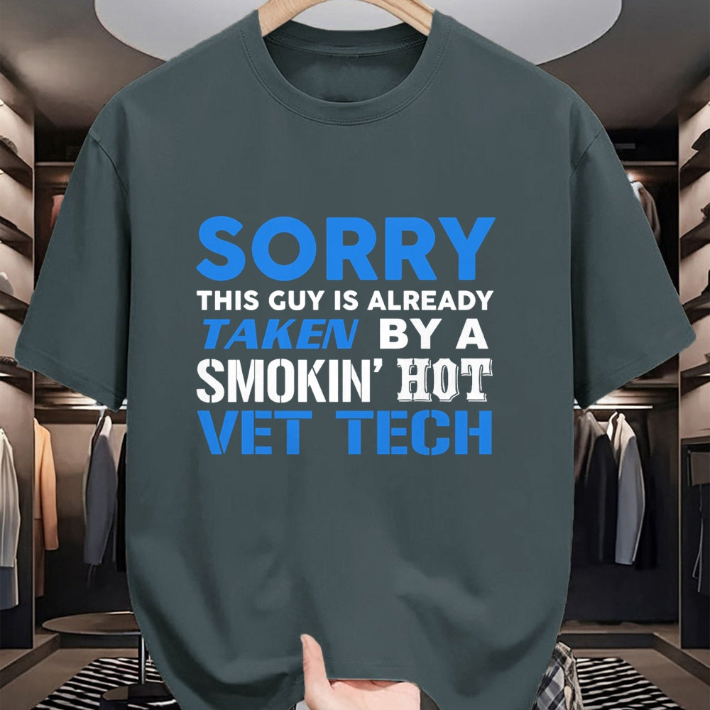 Best Wife Shirt, Wife and Husband Unisex T-Shirt/Hoodie/Sweatshirt HLT00 - This Guy Taken By A Smokin Hot Vet Tech Husband T-Shirt (1)