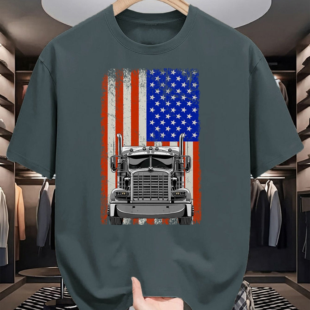 Best Truck Driver Life Shirt, Funny Trucker UnisexT-Shirt/Hoodie/Sweatshirt HLT00 - US American Flag Semi Truck Driver T-Shirt (1)
