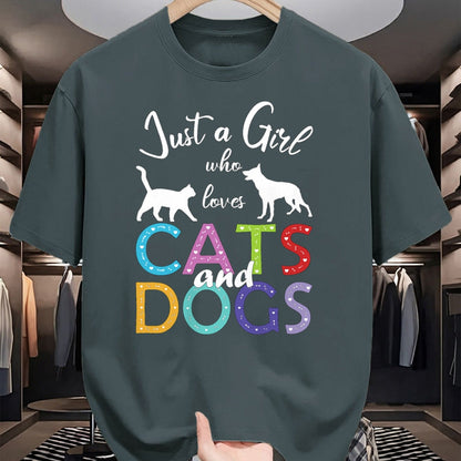 Dog Love Shirt, Dog Lover Gift T-Shirt/Hoodie/Sweatshirt HLT00 - Just A Girl Who Loves Cats And Dogs Lover Girl T-Shirt