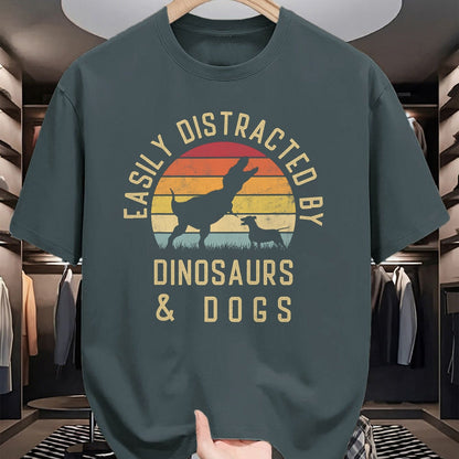 Best Dinosaur Lover Shirt, Funny Dinosaur UnisexT-Shirt/Hoodie/Sweatshirt HLT00 - Easily distracted by Dinosaurs and dogs I heart Dinosaur dog T-Shirt