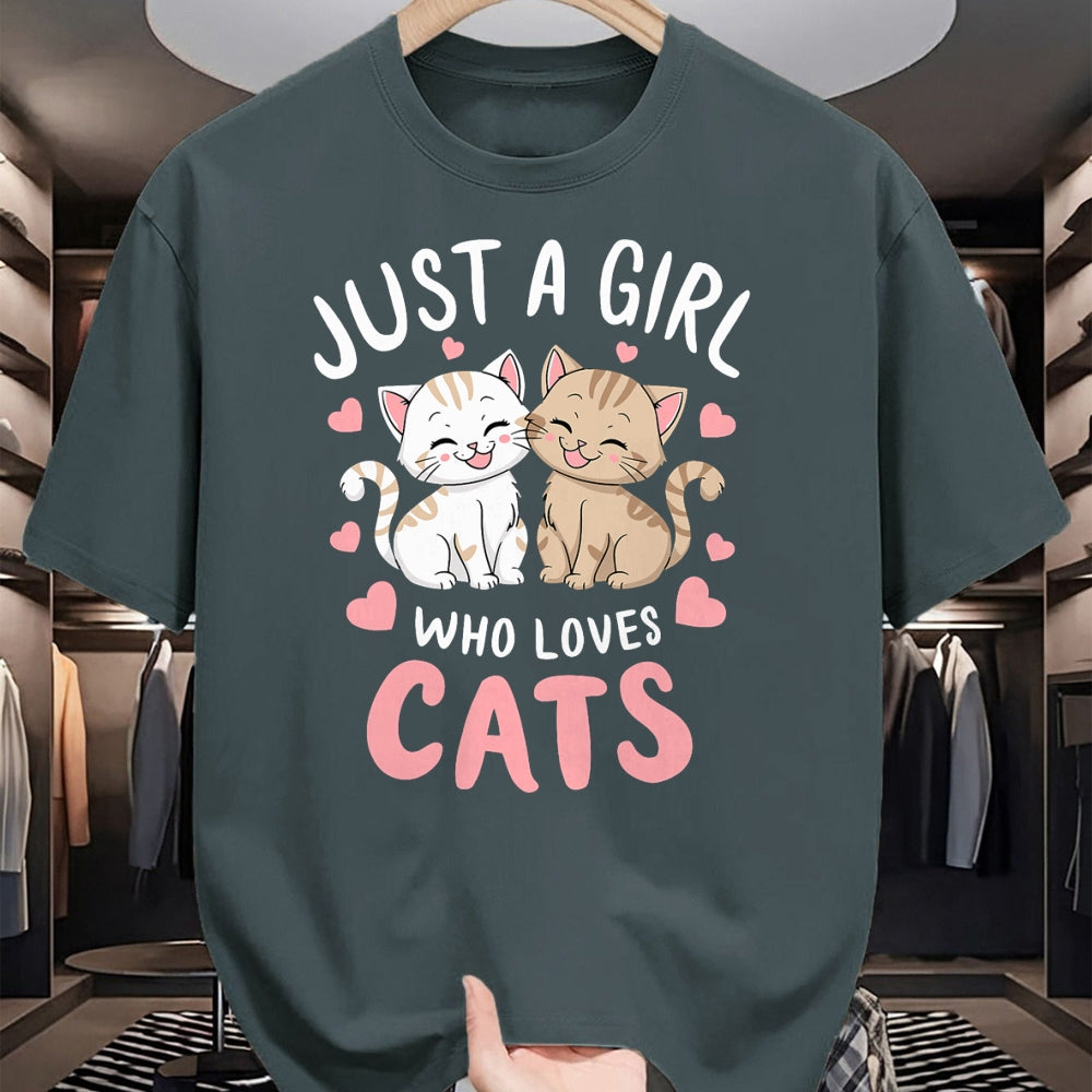 Cat Love Shirt, Funny Cat Lover Gift UnisexT-Shirt/Hoodie/Sweatshirt HLT00 - Cat Lover Just A Girl Who Loves Cats T-Shirt (1)