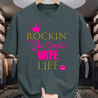 Best Wife Shirt, Wife and Husband Unisex T-Shirt/Hoodie/Sweatshirt HLT00 - Gift for wife T shirt, spoiled wife   Women Cute Rockin The Spoiled Wife Life Shirt Outfit Gift