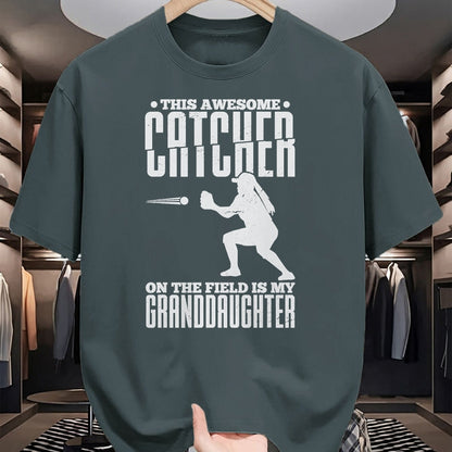 Best Grandpa Shirt, Proud Grandpa Unisex T-Shirt/Hoodie/Sweatshirt HLT00 - This Awesome Catcher On The Field Is My Granddaughter T-Shirt