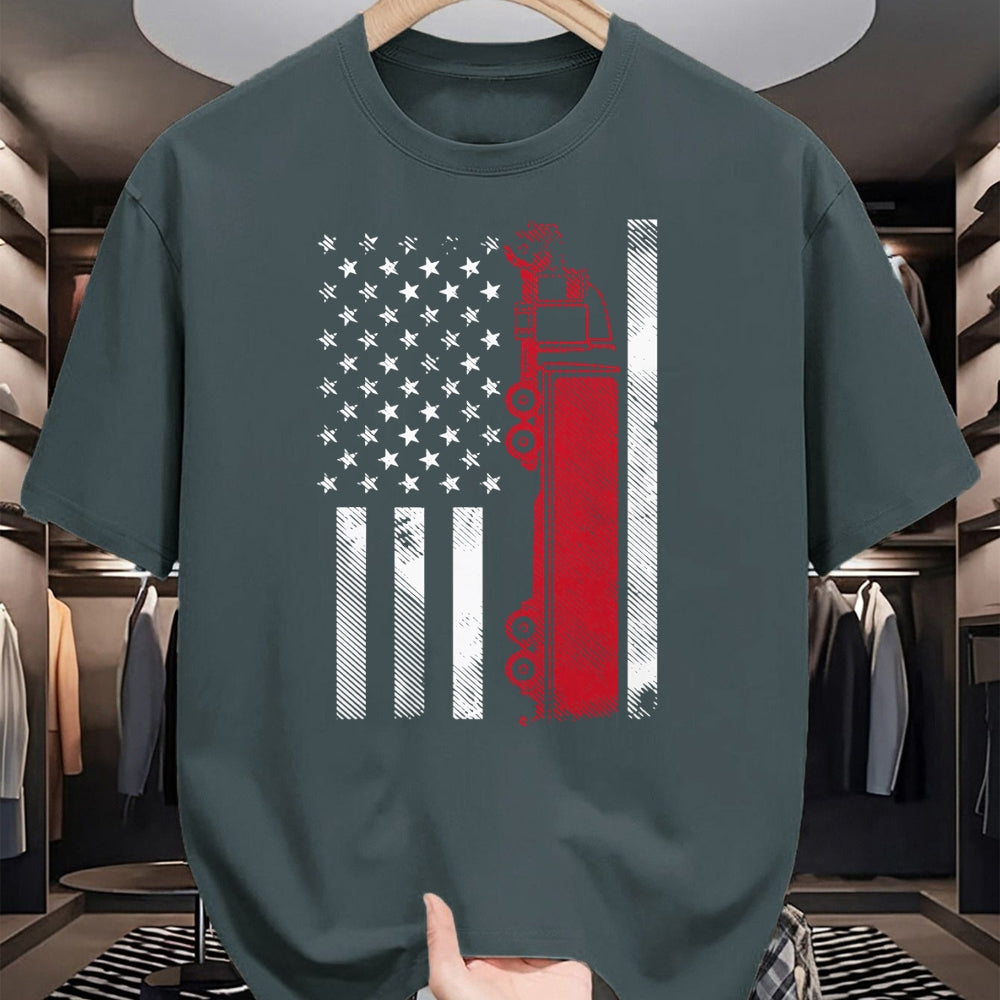 Best Truck Driver Life Shirt, Funny Trucker UnisexT-Shirt/Hoodie/Sweatshirt HLT00 - US American Flag Semi Truck Driver 18 Wheeler Trucker Gift Short Sleeve T-Shirt