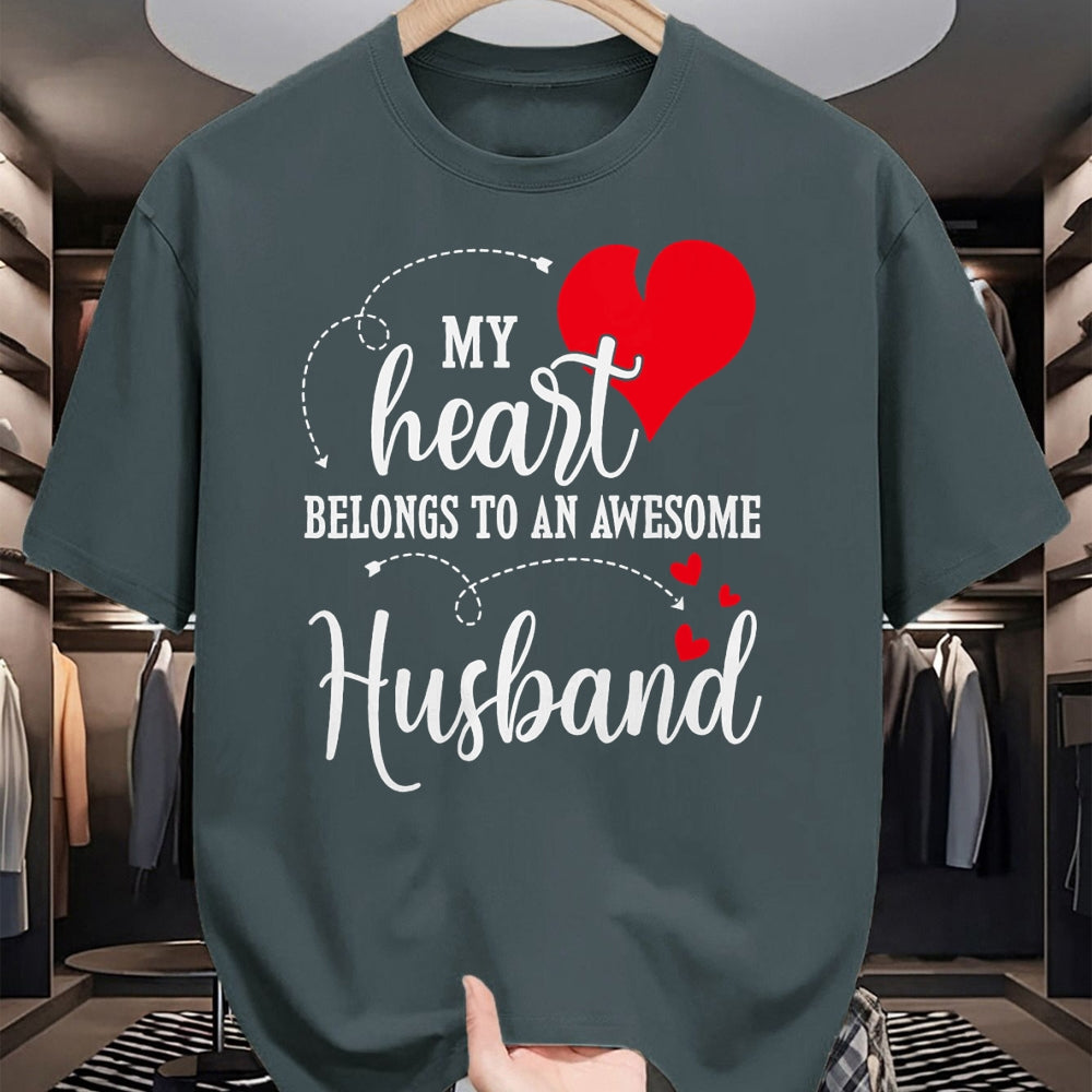 Best Wife Shirt, Wife and Husband Unisex T-Shirt/Hoodie/Sweatshirt HLT00 - My Heart Belongs To An Awesome Husband T-Shirt