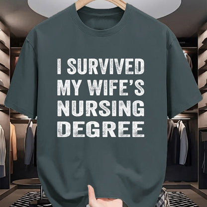 Funny Nurse Shirt, Nurse Unisex T-Shirt/Hoodie/Sweatshirt HLT00 -I survived My Wife's Nursing Degree Shirt Nursing RN LPN CNA T-Shirt