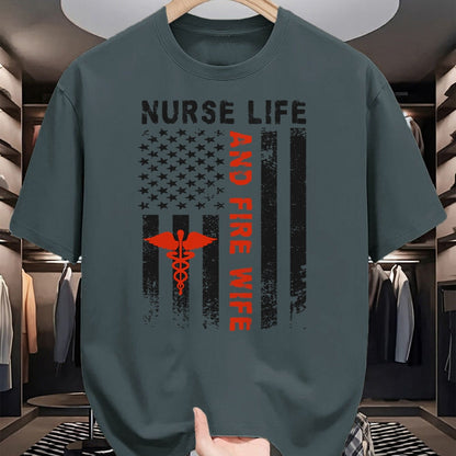 Funny Nurse Shirt, Nurse Unisex T-Shirt/Hoodie/Sweatshirt HLT00 - Fire Wife Nurse Life Firefighter Wife Nurse T-Shirt