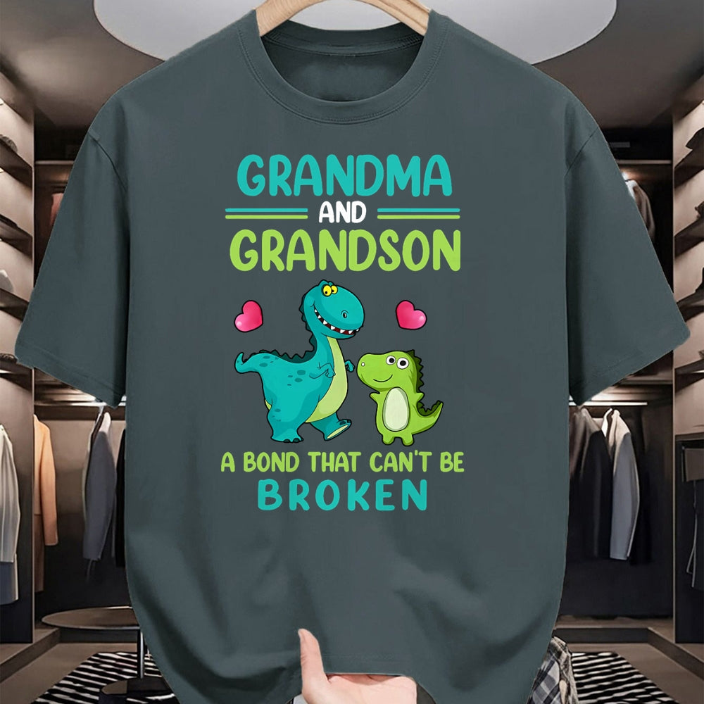 Best Grandma Shirt, Proud Grandma Unisex T-Shirt/Hoodie/Sweatshirt HLT00 - Grandma And Grandson A Bond That Can't Be Broken Dinosaur T-Shirt