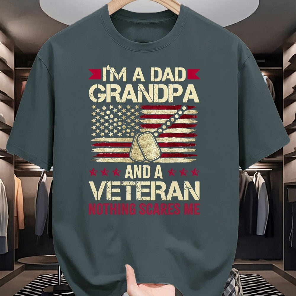 Best Grandpa Shirt, Proud Grandpa Unisex T-Shirt/Hoodie/Sweatshirt HLT00 - I'm a Dad Grandpa and a Veteran nothing scares me T-Shirt