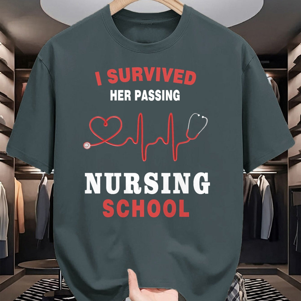 Funny Nurse Shirt, Nurse Unisex T-Shirt/Hoodie/Sweatshirt HLT00 - I Survived Her Passing Nursing School Funny Nurse Graduation T-Shirt