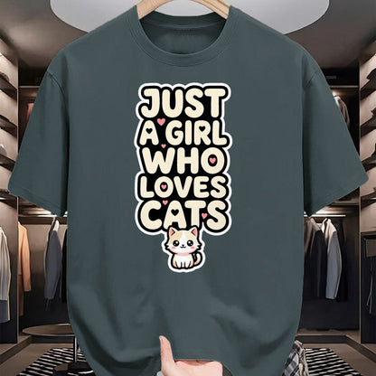 Cat Love Shirt, Funny Cat Lover Gift UnisexT-Shirt/Hoodie/Sweatshirt HLT00 - Just A Girl Who Loves Cats Kawaii Cat Kitten Lover Design T-Shirt