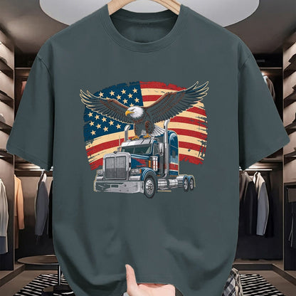 Best Truck Driver Life Shirt, Funny Trucker UnisexT-Shirt/Hoodie/Sweatshirt HLT00 - Trucker Patriotic American Flag Semi Truck Driver Eagle T-Shirt, Men, Purple, 3X-Large