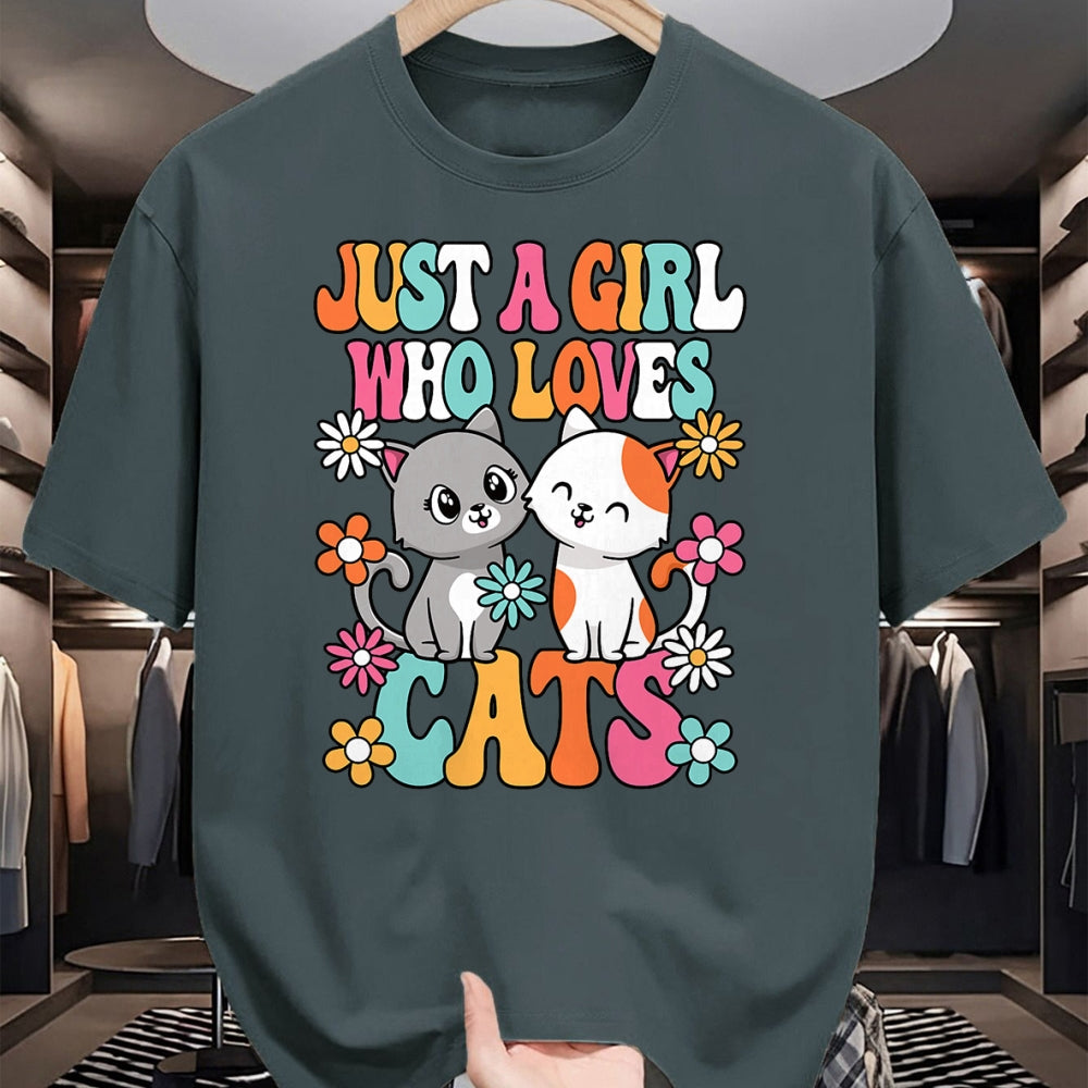 Cat Love Shirt, Funny Cat Lover Gift UnisexT-Shirt/Hoodie/Sweatshirt HLT00 - Just A Girl Who Loves Cats Cute Cat Lover Kitten Girls Kids T-Shirt