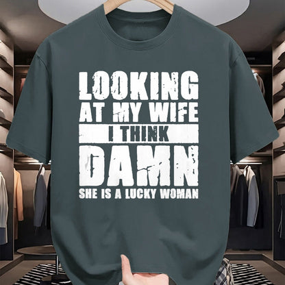 Best Wife Shirt, Wife and Husband Unisex T-Shirt/Hoodie/Sweatshirt HLT00 - Gift for wife T shirt, lucky wife   She is a Lucky Woman - Anniversary Gift - Wife & Husband Tank To (1)