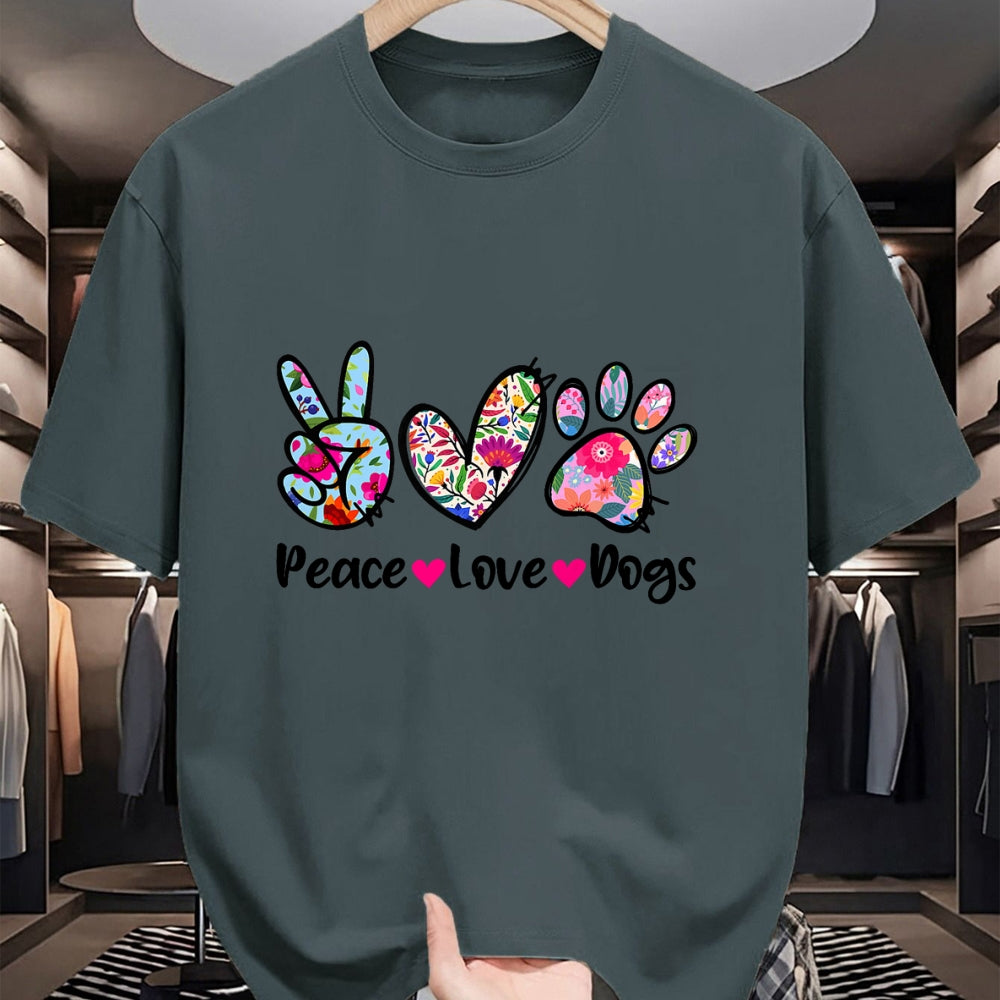 Dog Love Shirt, Dog Lover Gift T-Shirt/Hoodie/Sweatshirt HLT00 - Peace Love Dogs Floral Dog Paw Dog Mom Cute Mother_s Day T-Shirt