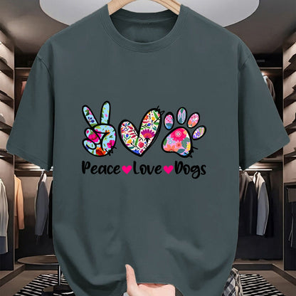 Dog Love Shirt, Dog Lover Gift T-Shirt/Hoodie/Sweatshirt HLT00 - Peace Love Dogs Floral Dog Paw Dog Mom Cute Mother_s Day T-Shirt