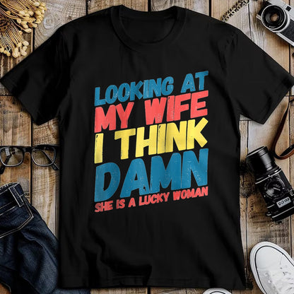 Best Wife Shirt, Wife and Husband Unisex T-Shirt/Hoodie/Sweatshirt HLT00 - Gift for wife T shirt, lucky wife   My Lucky Wife Best Crazy Husband Funny Married Couple Raglan Bas