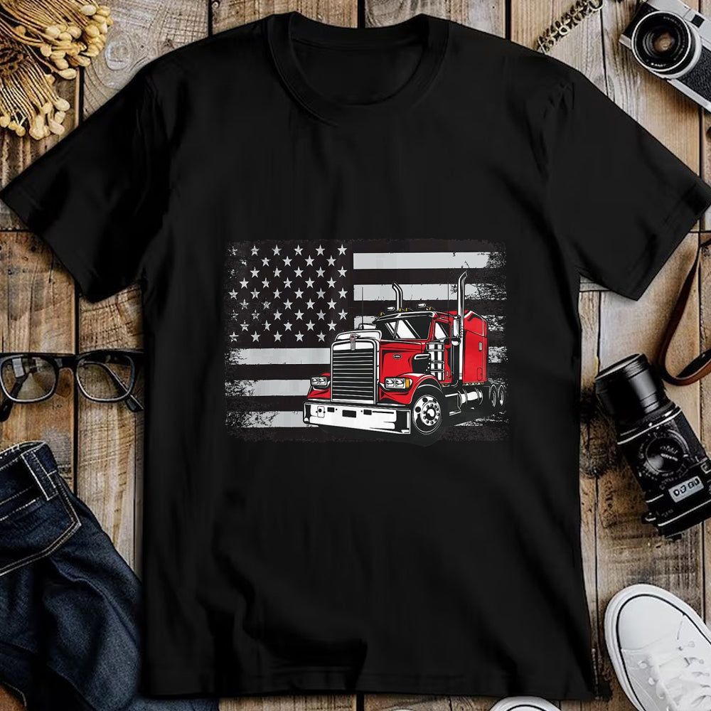 Best Truck Driver Life Shirt, Funny Trucker UnisexT-Shirt/Hoodie/Sweatshirt HLT00 - US American Flag Semi Truck Driver T-Shirt (3)