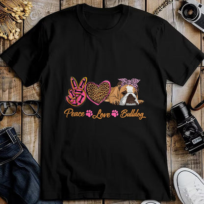 Dog Love Shirt, Dog Lover Gift T-Shirt/Hoodie/Sweatshirt HLT00 - Peace Love English Bulldog Funny Puppy Dog Mom Mother_s Day T-Shirt