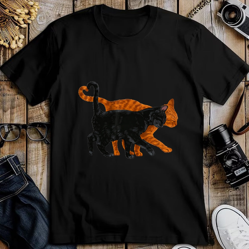 Cat Love Shirt, Funny Cat Lover Gift UnisexT-Shirt/Hoodie/Sweatshirt HLT00 - Black Cat Orange Cat Heart Tail Love T-Shirt