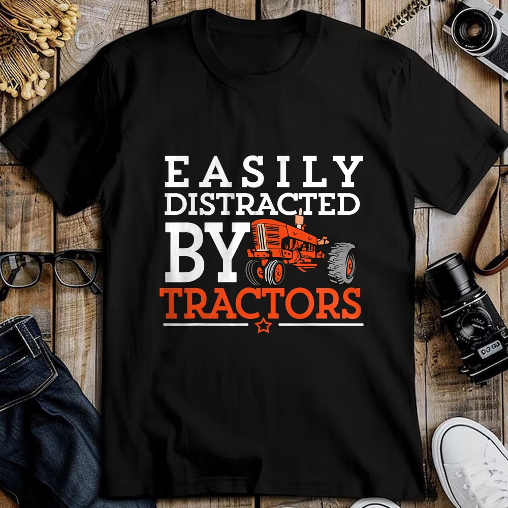Best Farmer Life Shirt, Funny Farmer UnisexT-Shirt/Hoodie/Sweatshirt HLT00 - Easily Distracted by Tractors Farming Funny Vintage Tractor T-Shirt