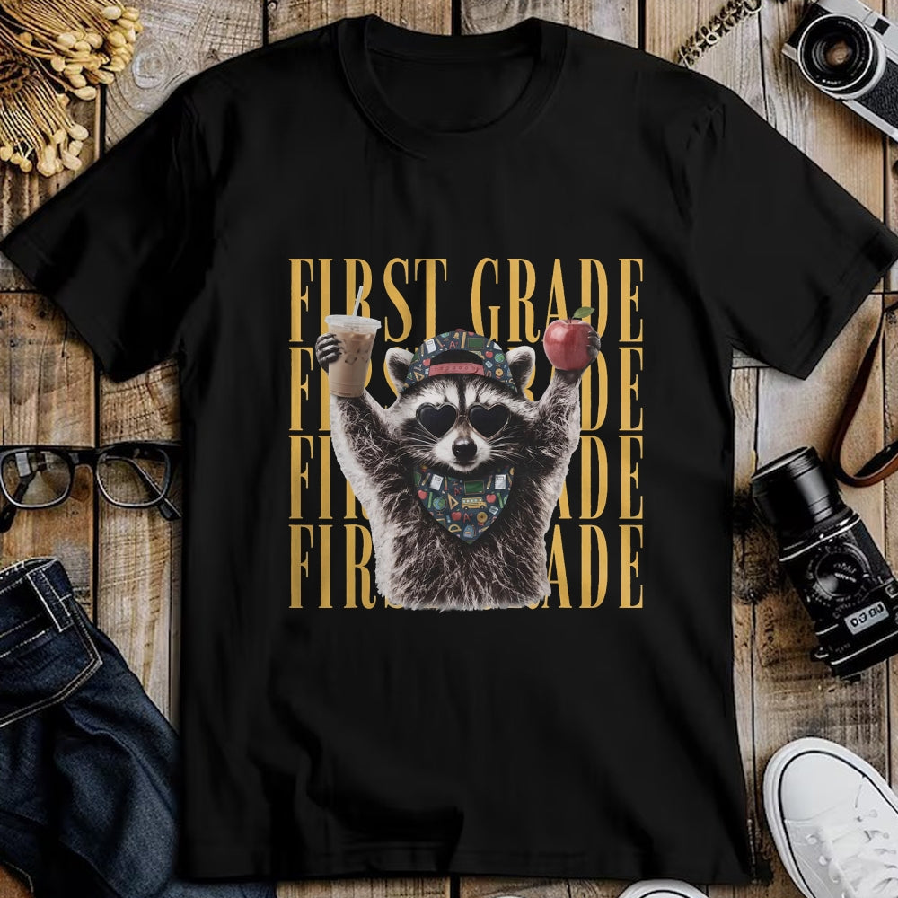Best Teacher Shirt, Funny Teacher UnisexT-Shirt/Hoodie/Sweatshirt HLT00 - First Grade Funny Feral Raccoon Teacher Back to School T-Shirt
