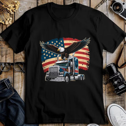 Best Truck Driver Life Shirt, Funny Trucker UnisexT-Shirt/Hoodie/Sweatshirt HLT00 - Trucker Patriotic American Flag Semi Truck Driver Eagle T-Shirt, Men, Purple, 3X-Large