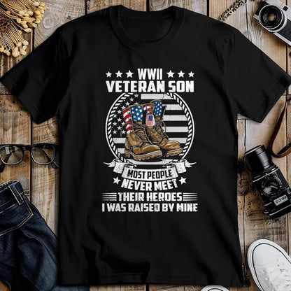 Proud Veteran Shirt, Funny Veteran UnisexT-Shirt/Hoodie/Sweatshirt HLT00 - Proud Son of WWII Veteran World War 2 Vet Flag US T-Shirt