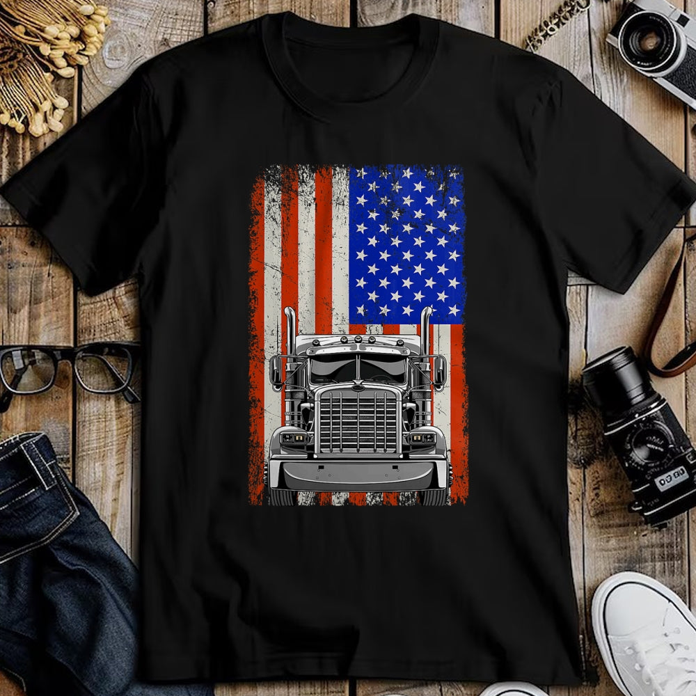 Best Truck Driver Life Shirt, Funny Trucker UnisexT-Shirt/Hoodie/Sweatshirt HLT00 - US American Flag Semi Truck Driver T-Shirt (1)