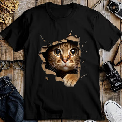 Cat Love Shirt, Funny Cat Lover Gift UnisexT-Shirt/Hoodie/Sweatshirt HLT00 - Cute Kitten Looks from Torn Fabric - Cats T-Shirt, Men, Olive Green, X-Large (1)
