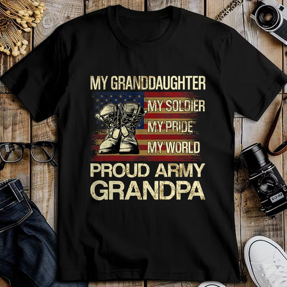 Best Grandpa Shirt, Proud Grandpa Unisex T-Shirt/Hoodie/Sweatshirt HLT00 - My Granddaughter My Soldier My Pride My Hero Proud Grandpa T-Shirt