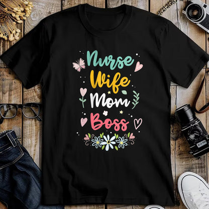 Funny Nurse Shirt, Nurse Unisex T-Shirt/Hoodie/Sweatshirt HLT00 - Womens Nurse Wife Mom Boss V-Neck T-Shirt