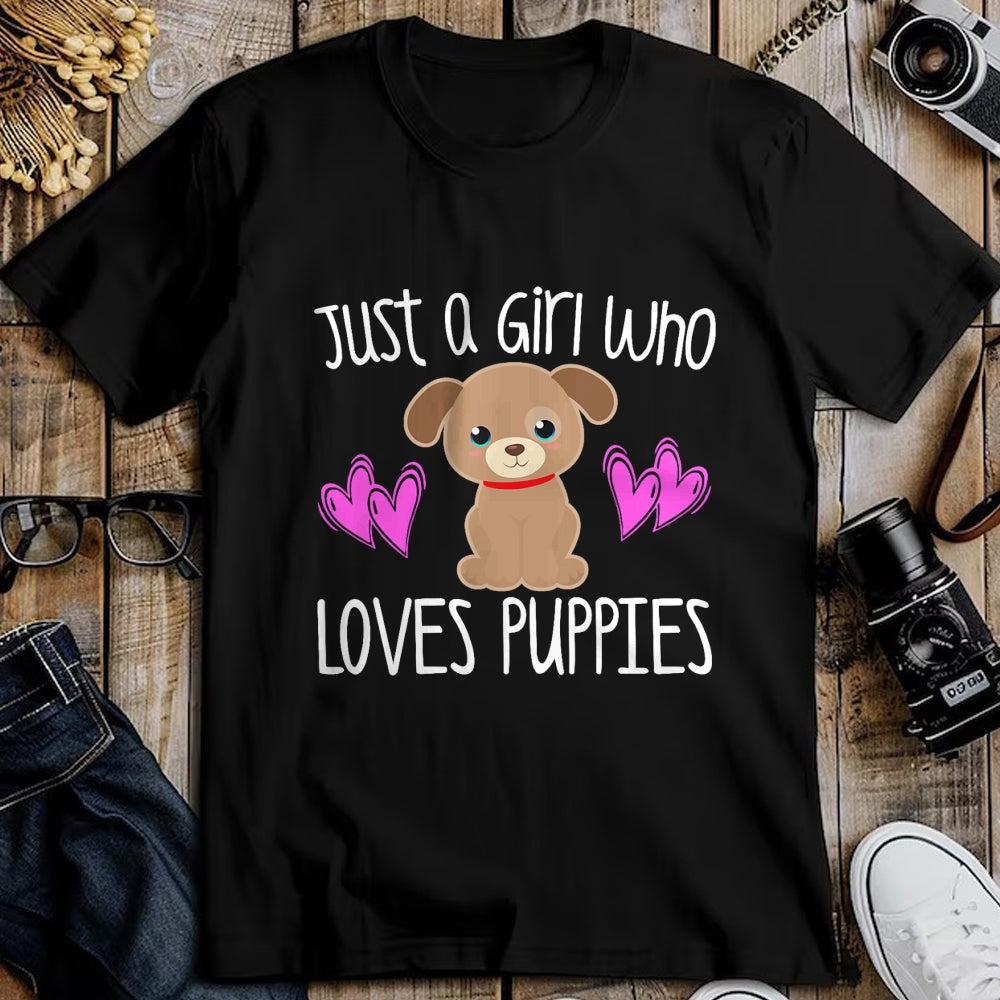 Dog Love Shirt, Dog Lover Gift T-Shirt/Hoodie/Sweatshirt HLT00 - JUST A GIRL WHO LOVES PUPPIES Cute Puppy Dog Toddler Kids T-Shirt