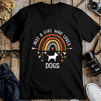 Dog Love Shirt, Dog Lover Gift T-Shirt/Hoodie/Sweatshirt HLT00 - Just A Girl Who Loves Dogs Rainbow Gifts For Dog Lover Women T-Shirt (1)