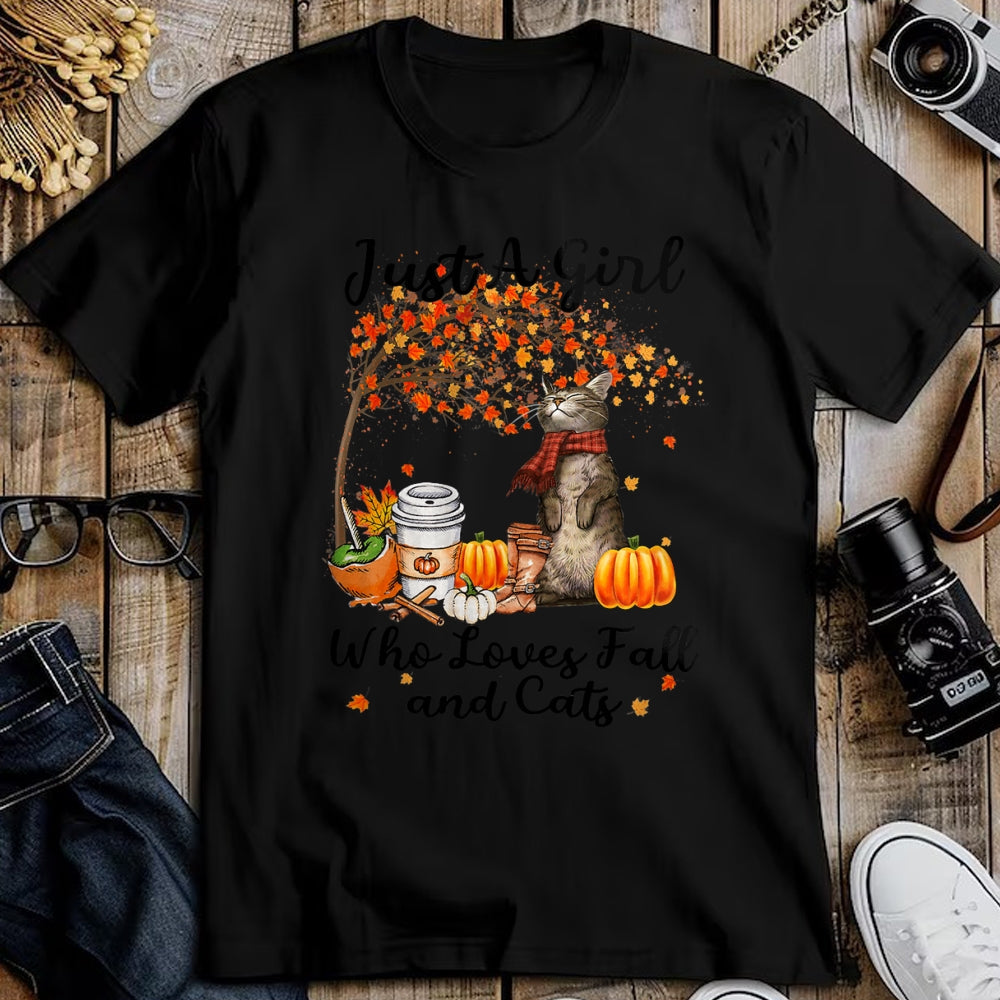 Cat Love Shirt, Funny Cat Lover Gift UnisexT-Shirt/Hoodie/Sweatshirt HLT00 - Tu Just A Girl Who Loves Fall And Cat Costume Thanksgiving T-Shirt