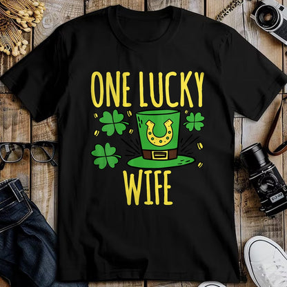 Best Wife Shirt, Wife and Husband Unisex T-Shirt/Hoodie/Sweatshirt HLT00 - Gift for wife T shirt, lucky wife   Womens One Lucky Wife St. Patrick's Day Lucky Wife V-Neck T-Shir