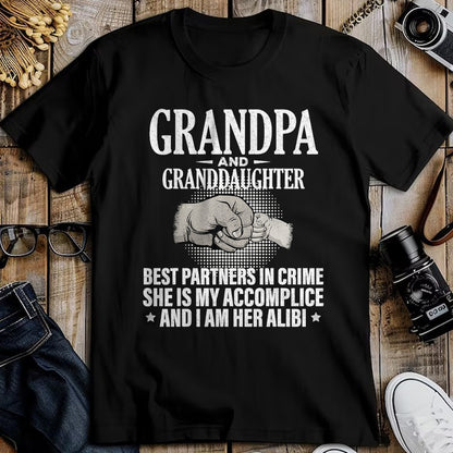 Best Grandpa Shirt, Proud Grandpa Unisex T-Shirt/Hoodie/Sweatshirt HLT00 - Grandpa and Granddaughter best partners in crime T-Shirt