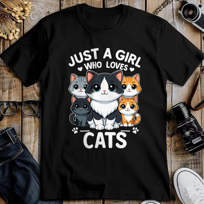 Cat Love Shirt, Funny Cat Lover Gift UnisexT-Shirt/Hoodie/Sweatshirt HLT00 - Just A Girl Who Loves Cats T-Shirt (1)